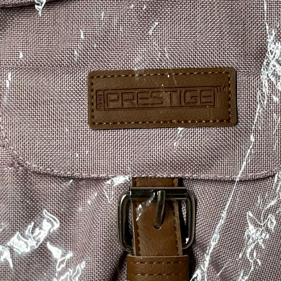 Pink & Brown Canvas Backpack With Leather Straps - Picture 3 of 5